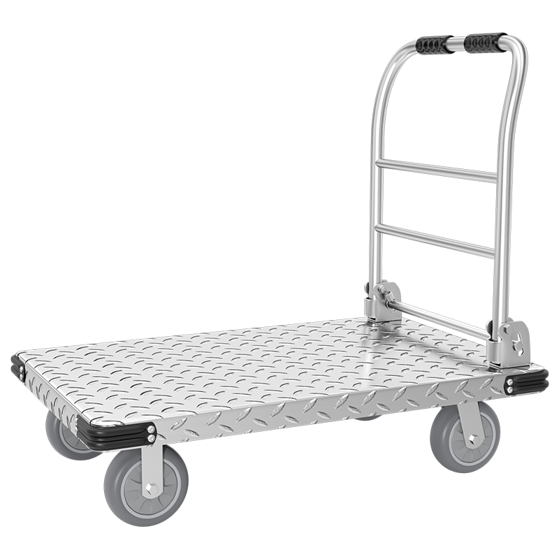 顺和钢板平板平小推车 四角防撞加固手推车 折叠拖车90*60承重1000斤