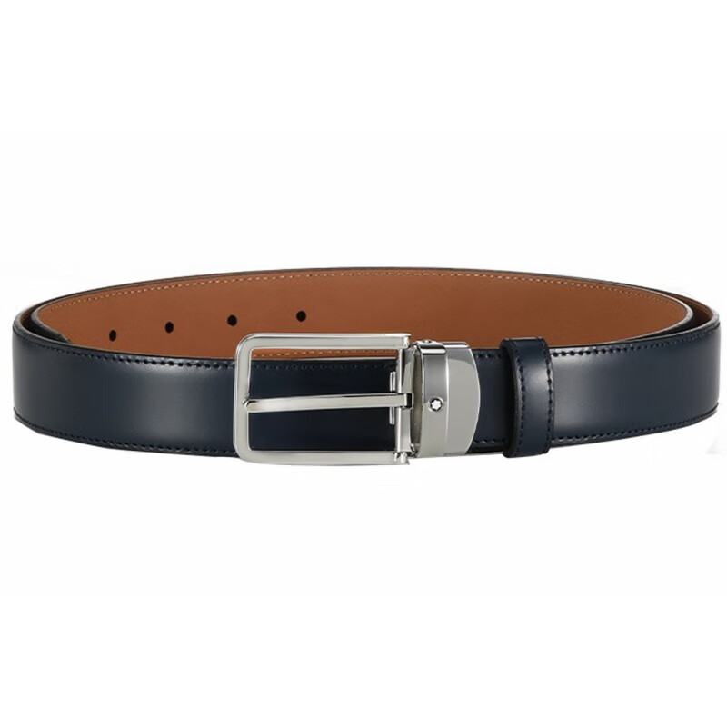 万宝龙（MONTBLANC）男士蓝色牛皮针扣可裁剪腰带118419 腰带