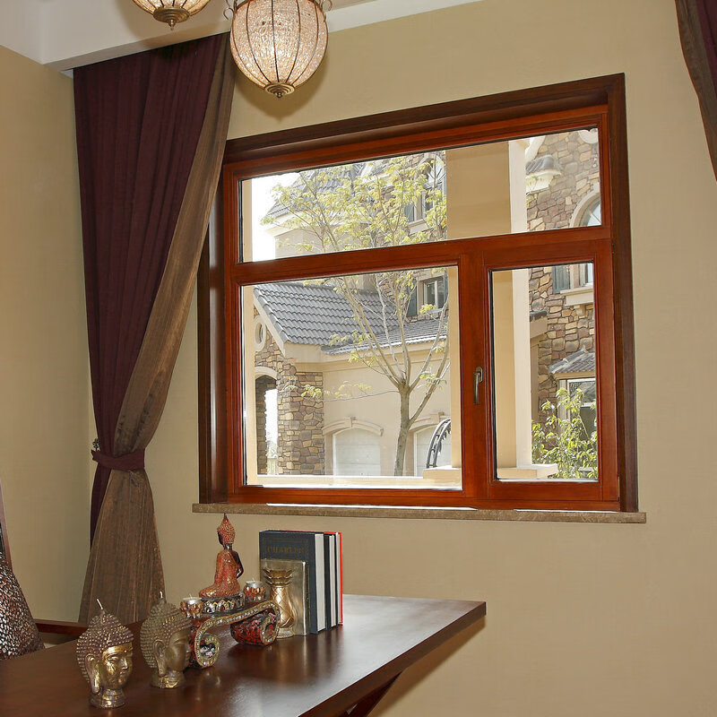 美克杰红橡阳台别墅隔音铝包木窗红胡桃极窄铝木复合窗简约平开推拉窗 92铝包木-红胡桃 基础面积
