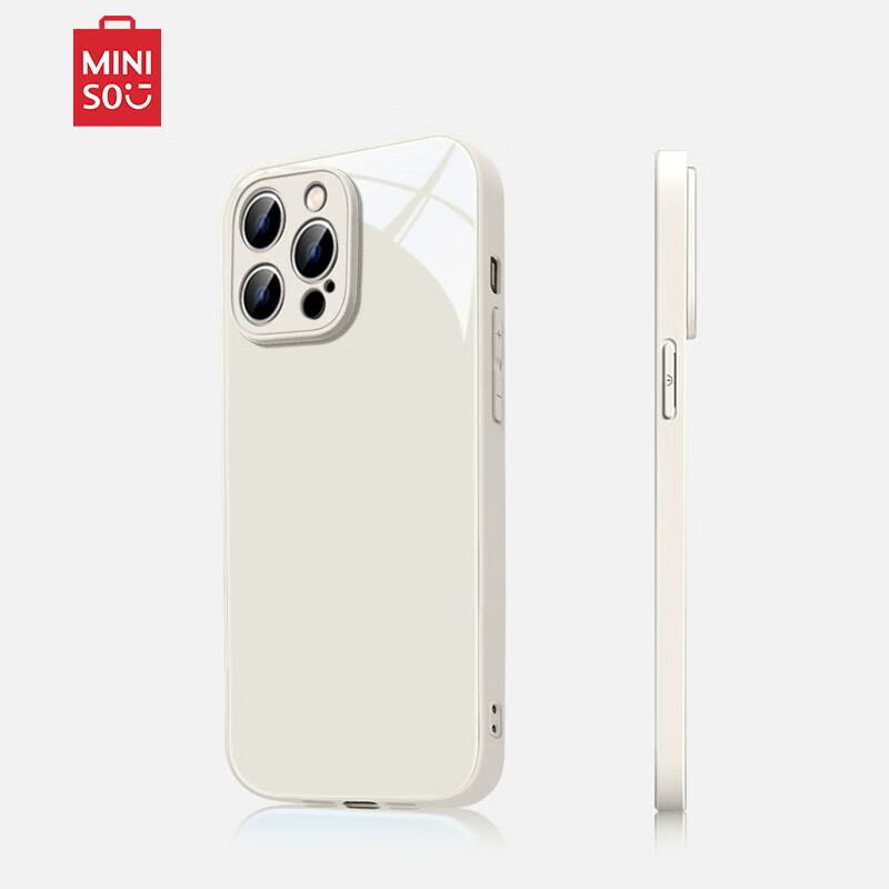 名创优品(miniso)简约纯色适用oppo手机壳镜头全包高级感玻璃外壳男女