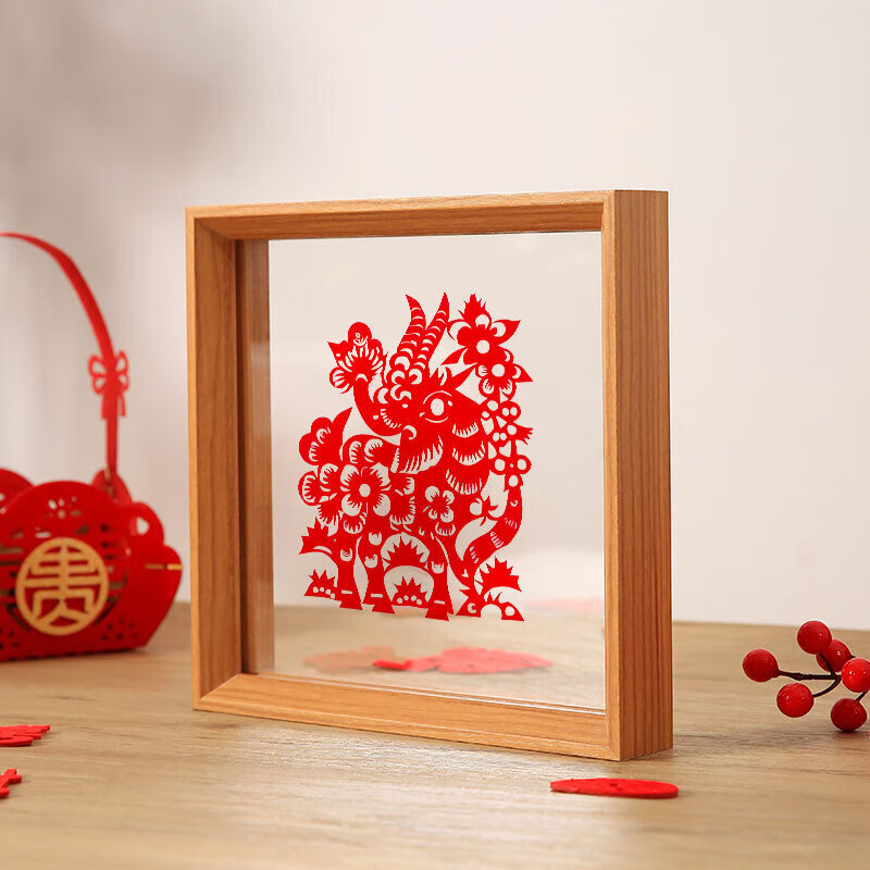 览日鸟致仕中式双面透明亚克力相框装裱正方形6六7七寸8摆台a4剪纸