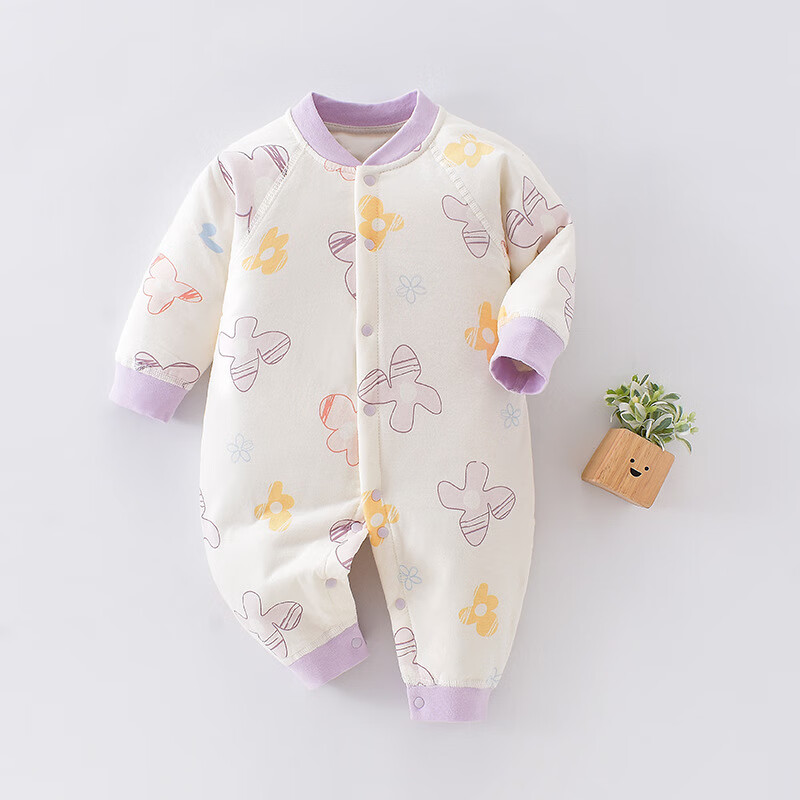 温小影 HELLO YING婴儿衣服秋冬款纯棉40克薄棉连体衣对开哈衣男女宝宝保暖棉衣棉服 小鹿【薄棉连体衣】 90cm