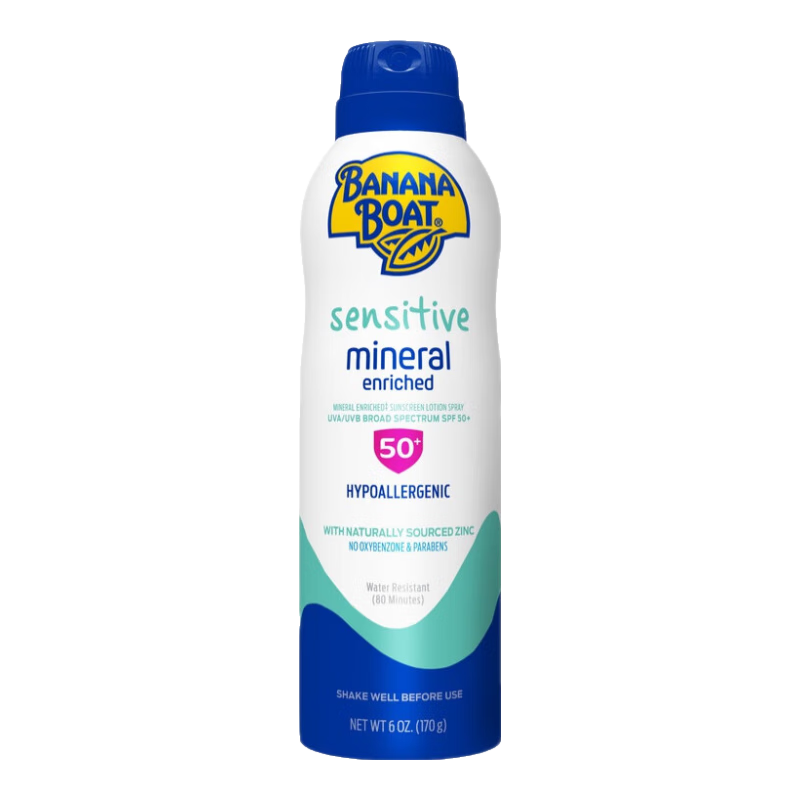 香蕉船（Banana Boat）礦物質防曬噴霧 SPF 50+高倍防曬敏感肌可防水防汗廣譜防曬清爽 單瓶囤 170g