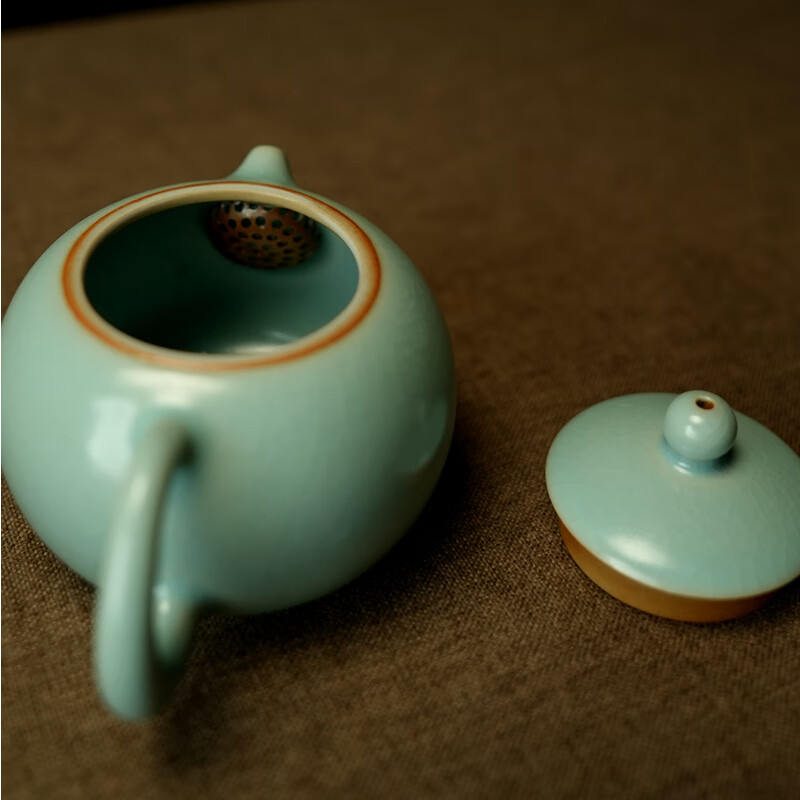 汝誉天下汝窑茶具茶壶西施壶小茶壶汝州清凉寺汝瓷天青冰裂纹手工泡茶壶 小西施 120ml
