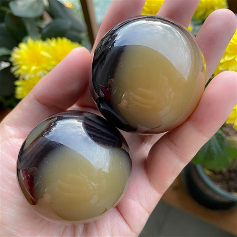 薇欧漫牛角手球手部按摩训练健身球中老年手转保健球预防中风练手掌