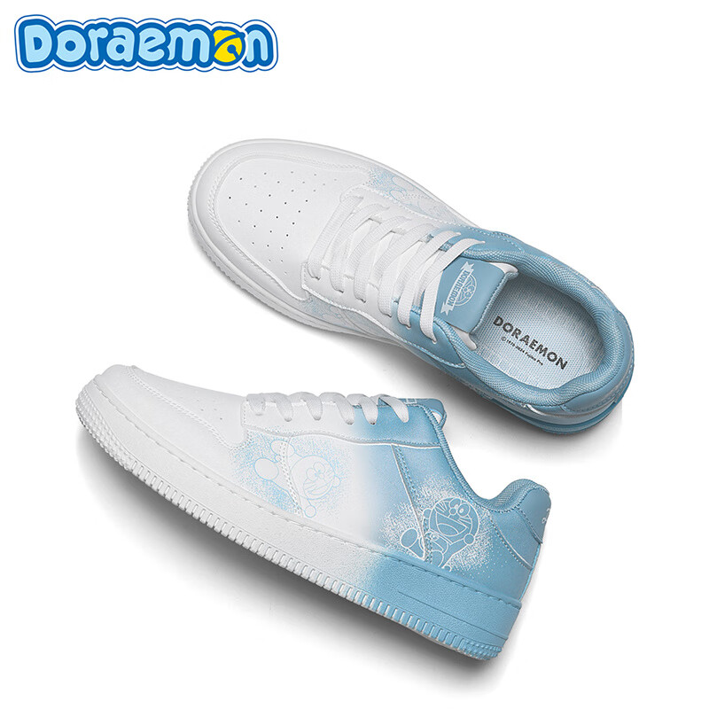 哆啦A梦男鞋低帮板鞋秋季新款渐变涂鸦鞋子男款百搭情侣鞋运动休闲鞋 渐变蓝 42