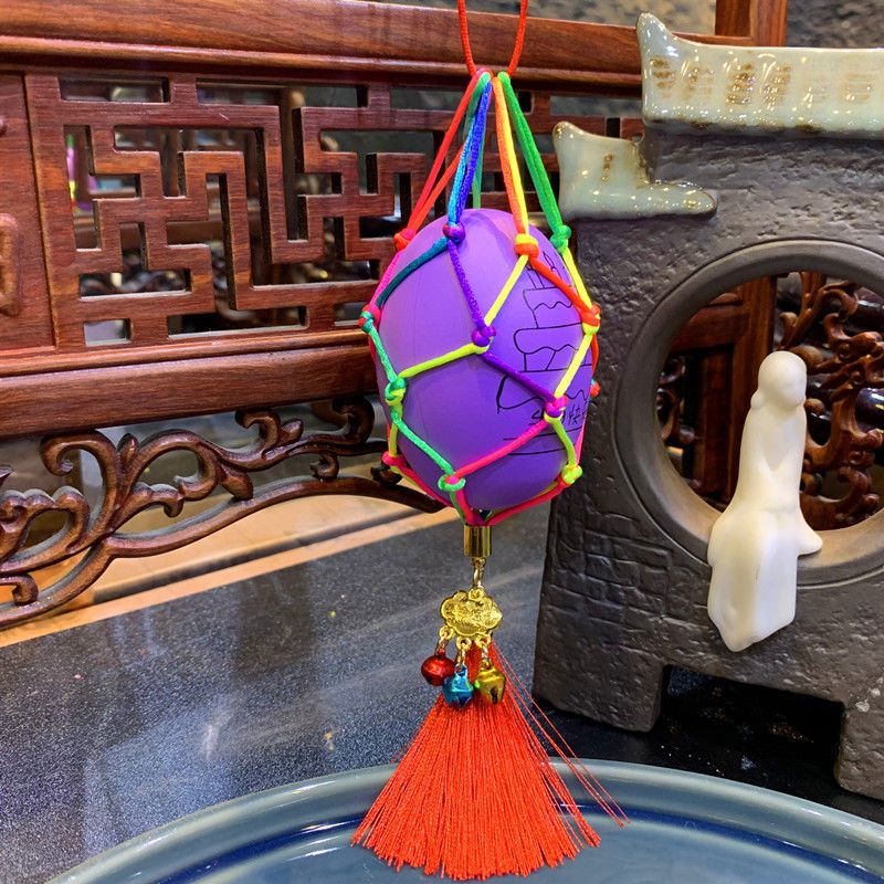 琉滋端午节鸡蛋网兜新款立夏五彩绳蛋兜蛋网护蛋手工编织蛋袋儿童挂脖