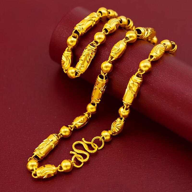 帛灵正宗越南沙金项链男粗光面圆珠仿金项链子重橄榄珠金店款礼物