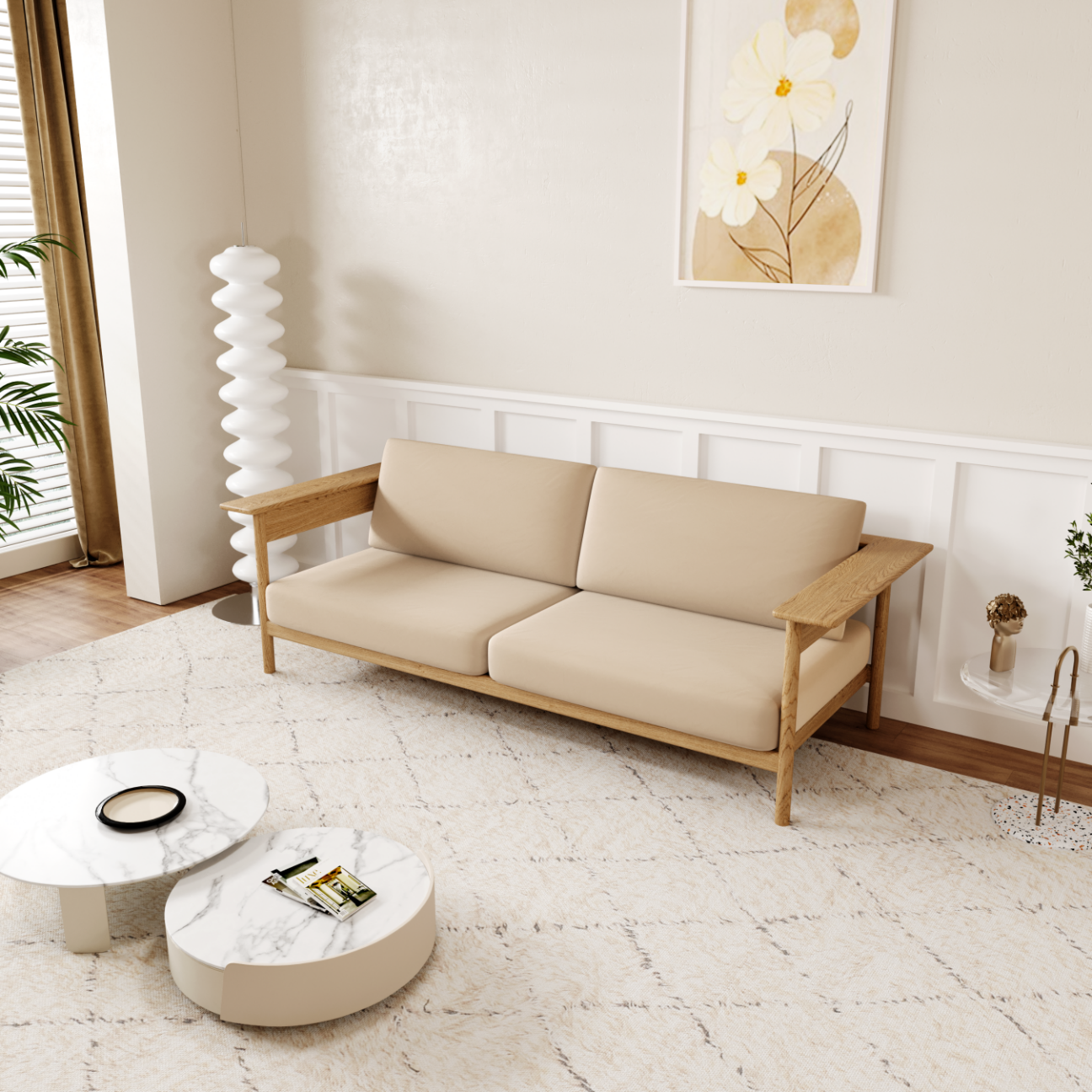 语织相伴【语织相伴】埃及绒现代简约风弹力浴帽式实木半包沙发垫套罩