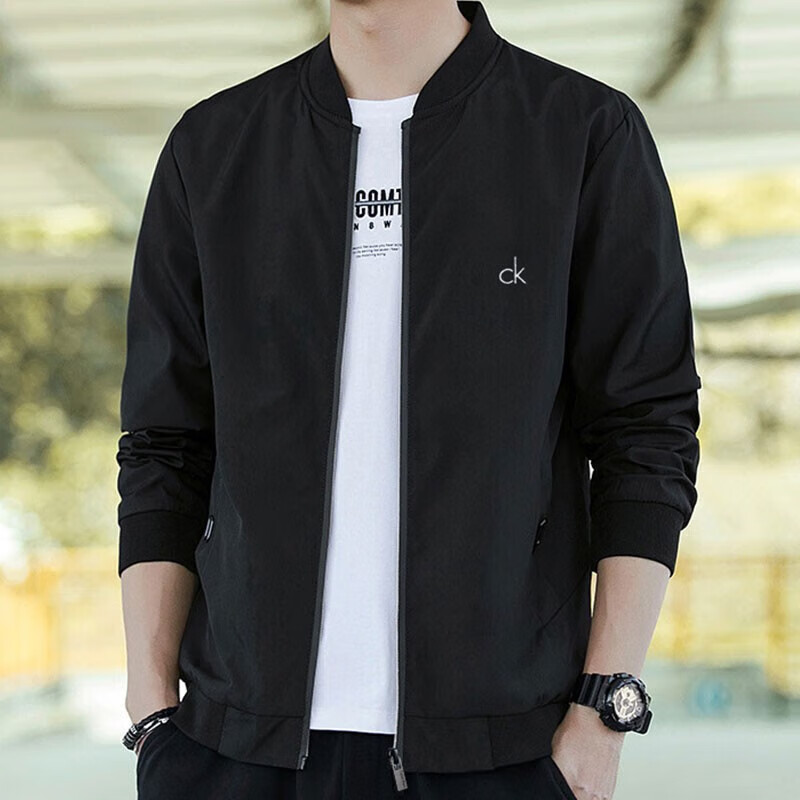 Canter Koala ck外套男 秋季男装春秋新款 夹克男长袖休闲风男士高端棒球服 ck无标黑色 4XL /195 建议185-200斤