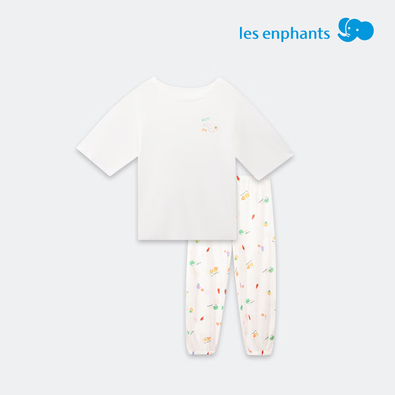 丽婴房儿童家居服套装男女童短袖长裤套装莫代尔儿童内衣套装春款 果蔬派对 140 cm/10岁