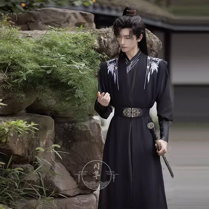 川隼漢服男女成人唐制中國風(fēng)情侶表演古風(fēng)圓領(lǐng)袍古裝男裝學(xué)生班服套裝 應(yīng)淵+腰帶+護(hù)腕+劍 XL