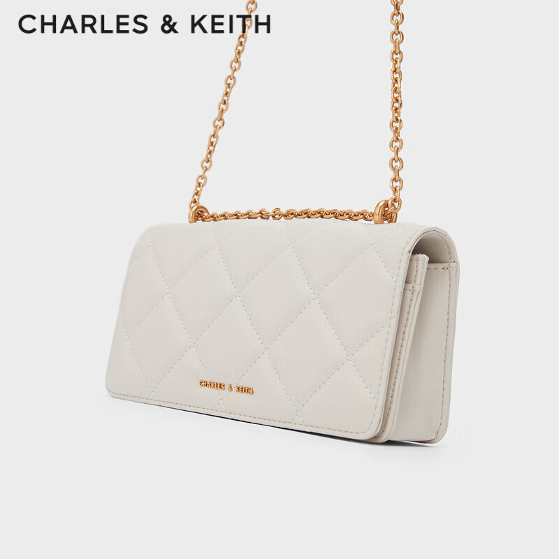 CHARLES&KEITH菱格链条小方钱包包女包生日礼物送女友CK6-10680924 Cream奶白色 XS