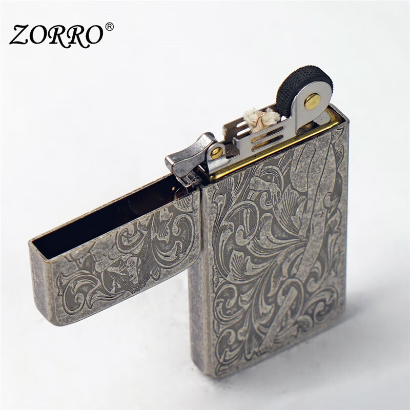 佐罗ZORRO佐罗超薄朴实古银唐草防风煤油打火机创意潮节日礼物送男友1 豪华版超薄古银唐草仙子ZS5-320