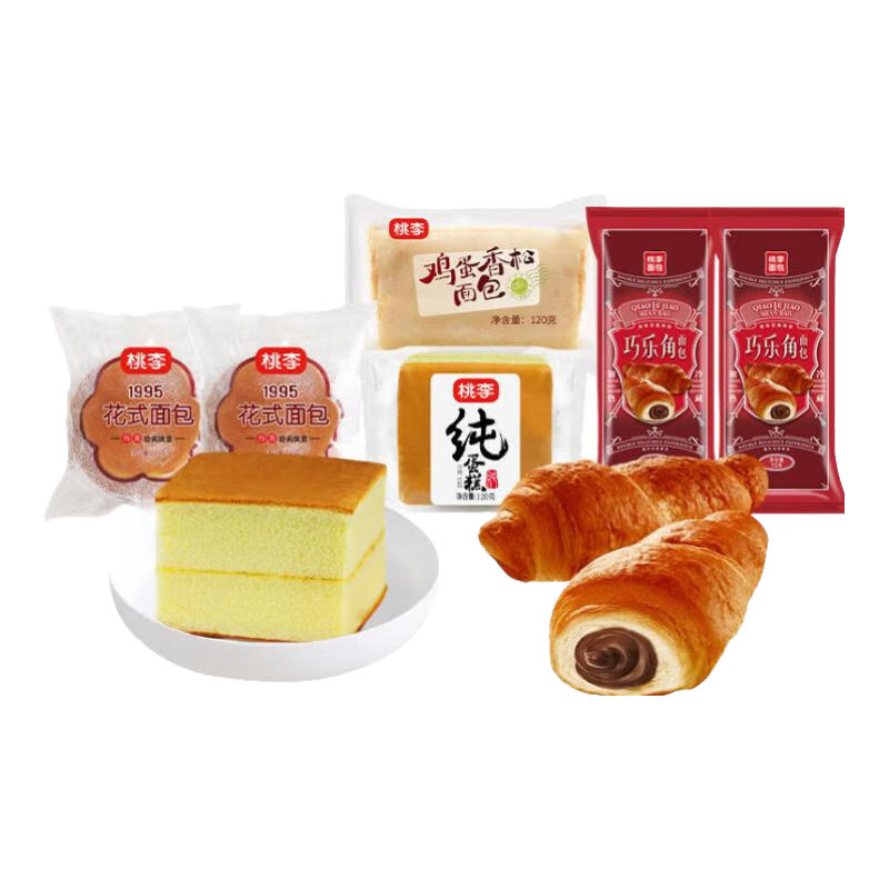 桃李面包组合 巧乐角纯蛋糕花式鸡蛋香松多口味组合 营养早餐食品代餐 多口味组合510g