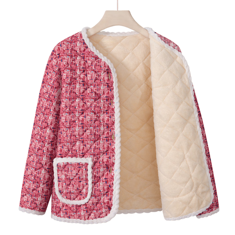 百亿补贴：奉孝妈妈冬装小棉袄加厚羊羔绒短款中老年人女装花棉衣外套棉服秋冬季 61.9元