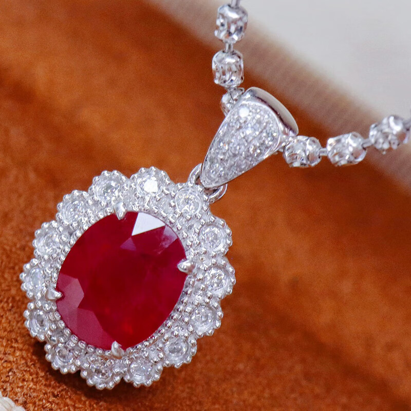 海洋经典 红宝石吊坠项链珠宝首饰锁骨链18k金镶钻 主石1.39ct 金重1.