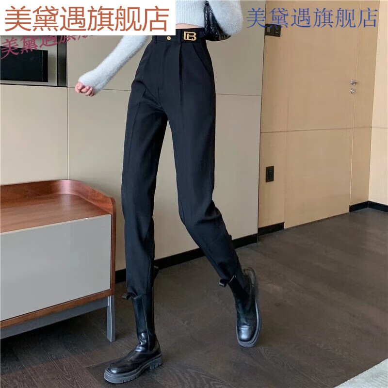 搭配马丁靴西装裤女秋季新款小个子九分显瘦休闲百搭工装靴裤配马丁鞋