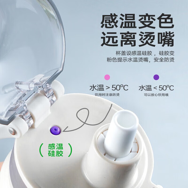 富光吸管保温杯学生水杯316不锈钢初中生中学生直饮杯运动保温杯水壶 黑色600ml