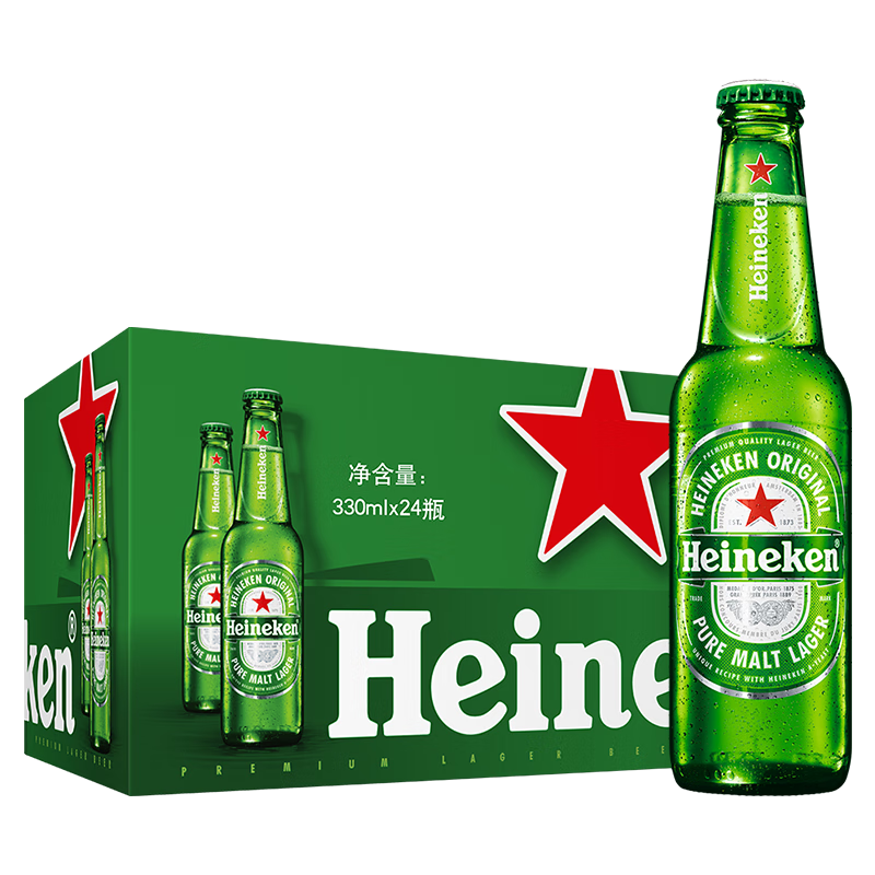 喜力 经典风味啤酒 整箱装 全麦酿造 原麦汁浓度≥11.4癙 330mL 24瓶
