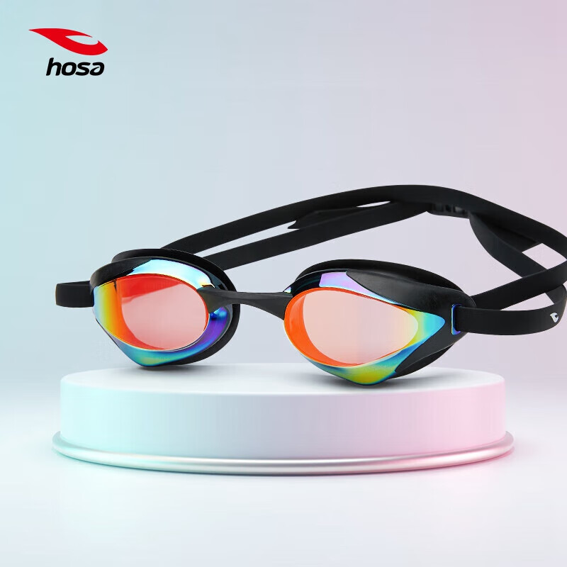 浩沙（hosa）泳镜男女高清防雾防水游泳眼镜 专业电镀舒适可调节竞速泳镜 黑色