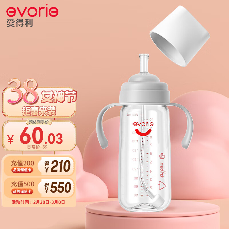 爱得利（evorie）吸管奶瓶一岁以上大宝宝断奶奶瓶婴儿宽口径耐摔Tritan奶瓶使用感如何?