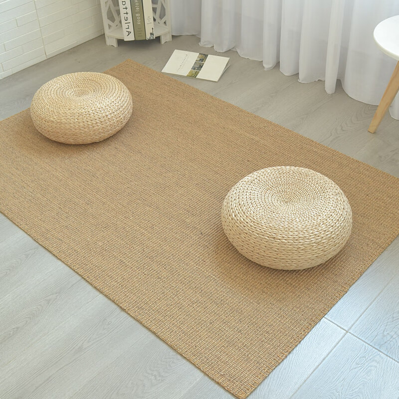 芍萌天然剑麻地毯客厅茶几毯日式原木风黄麻编织亚麻草编入户地毯满铺