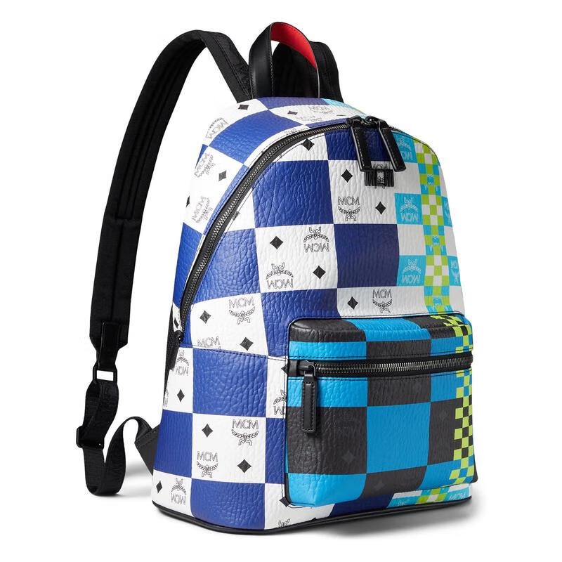 mcm 奢侈品包包 stark checkerboard vi 中号时尚字母棋盘图案双肩包