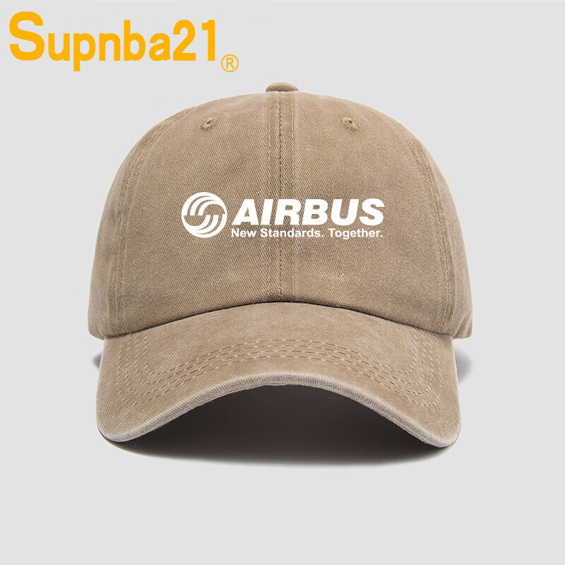 Supnba21空中客车空客服装 短袖 航空航天飞机AIRBUS飞行帽子棒球帽男女鸭 卡其色 可调节
