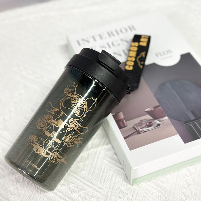 星际熊塑料杯男女大容量运动水杯学生户外旅行便携随手杯夏季喝水杯子 绅士黑 570ml 1只