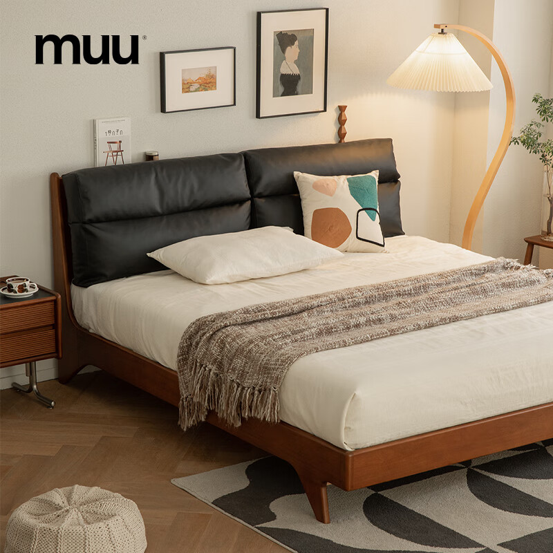 MUUʵľŷżԼԭľʽƼƤ1.5mС1.8m˫˴ ɿ+ɫ 1800mm*2000mm 3887.9Ԫ()