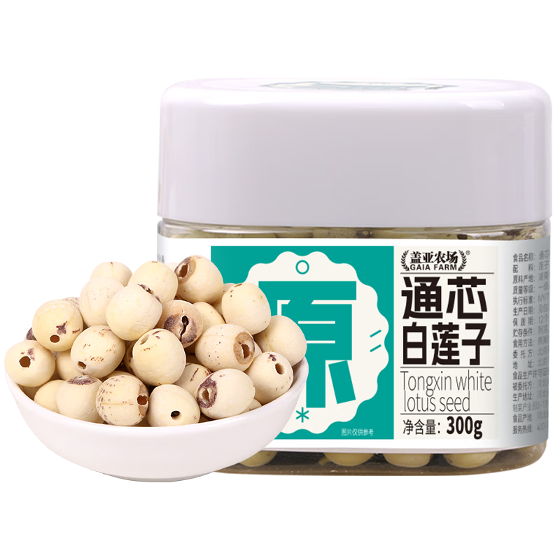 盖亚农场湘潭去芯磨皮通芯白莲子300g干货可炖汤煮粥食材银耳莲子羹 通芯白莲子 300g*1罐