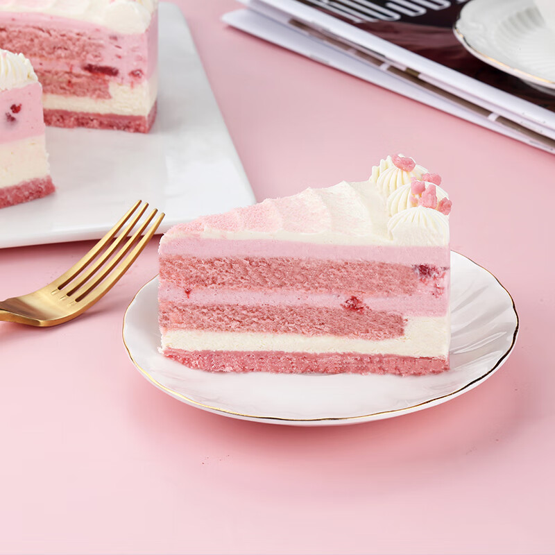 俏滋郎斓可樱花雪绒芝士冷冻甜品商用动物奶油下午茶歇2023新款网红
