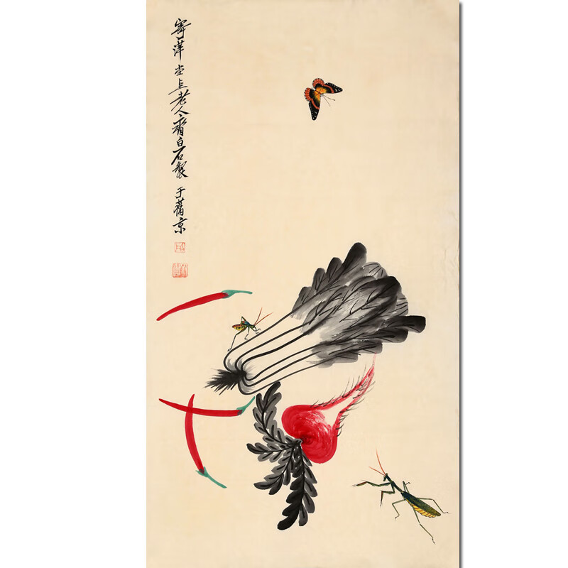 齐白石《百财图》名人手绘真迹字画拍卖花鸟书画收藏山水画客厅装饰画