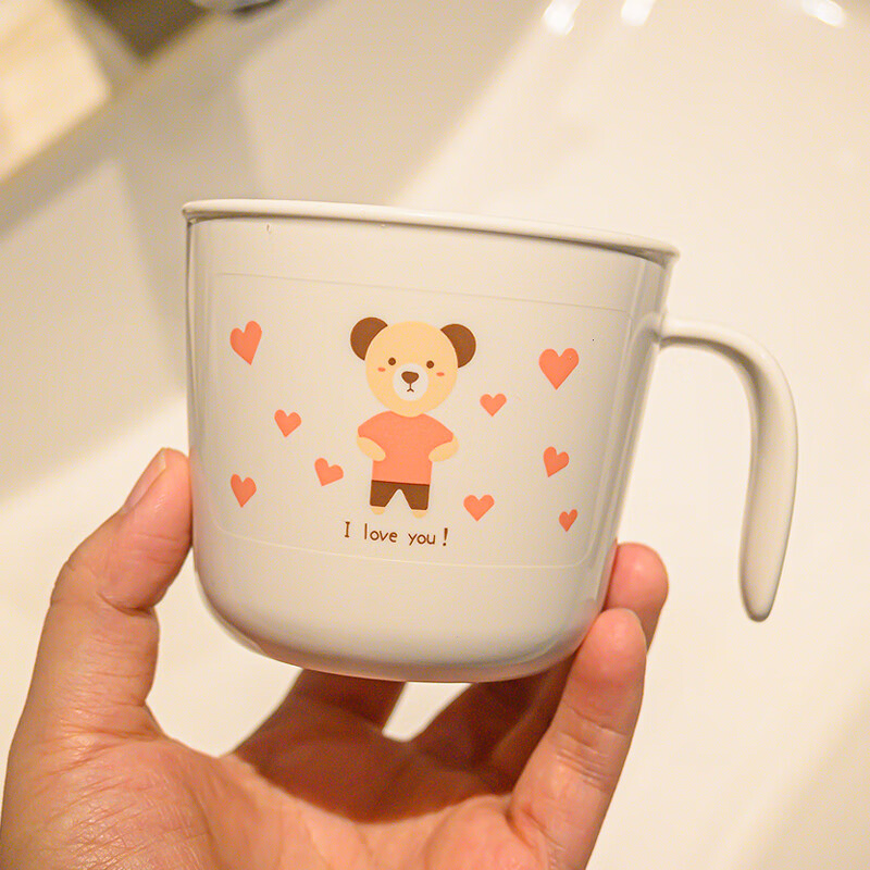 儿童漱口杯可爱防摔刷牙杯敞口水杯宝宝牛奶杯带刻度 利其尔小熊款 带