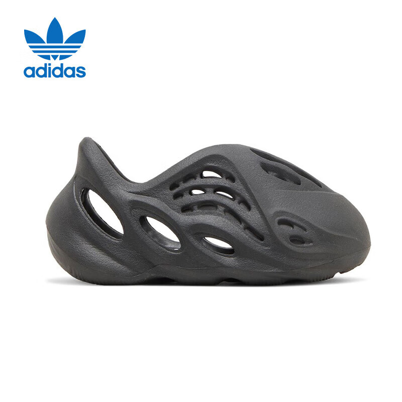 阿迪达斯三叶草YZYFOAMRNRKIDS黑色椰子儿童休闲鞋HP5347UK2码34