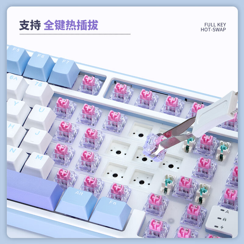 RK ROYAL KLUDGE R75Pro游戏机械键盘无线蓝牙有线三模电竞专用电脑办公客制化75配列女生便携侧刻麻将音网页驱动 R75黑色-雪皇轴-有线单模