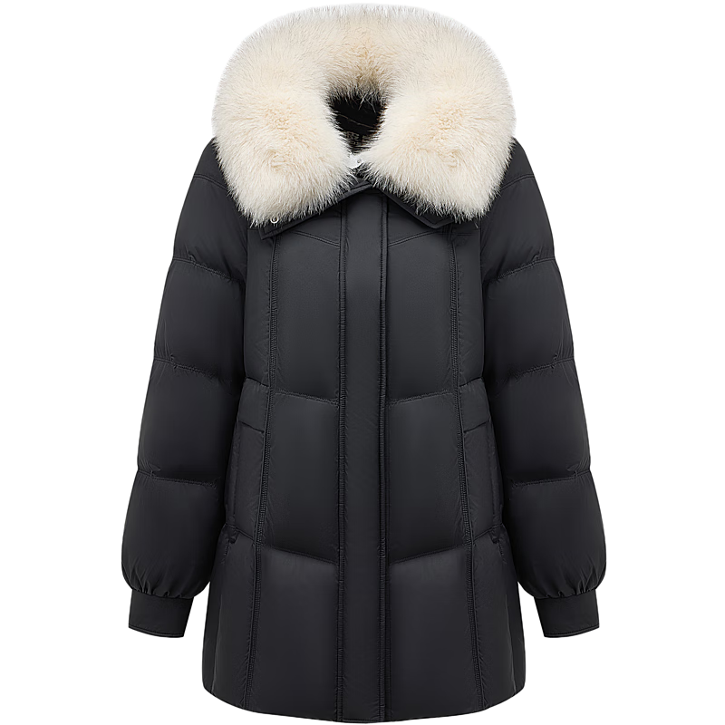 波司登（BOSIDENG）【断码清仓】羽绒服女款短款大毛领新国标90绒商场同款修身厚外套 【店长推荐】黑色8056 M 165/88A