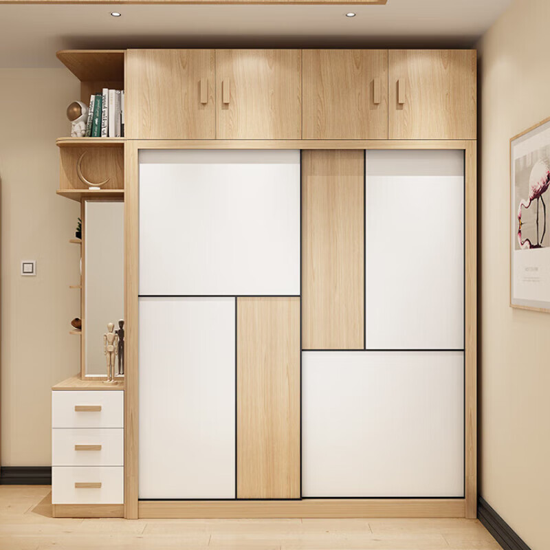 塞乐迪衣柜现代简约拉门家用卧室小户型移门衣橱经济型多功能收纳衣柜