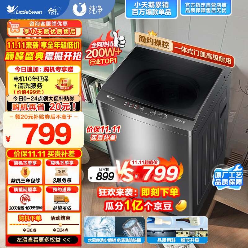 小天鹅（LittleSwan）波轮洗衣机全自动 8公斤大容量 健康免清洗 升级专业除螨 宿舍 租房神器 免清洗内桶 TB80V23H怎么样,好用不?