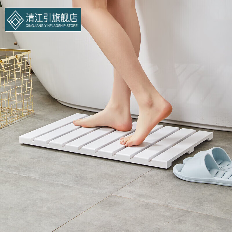 舞万花防滑地垫浴室楠竹加高淋浴隔水脚踏卫生间防水木地板北欧浴室