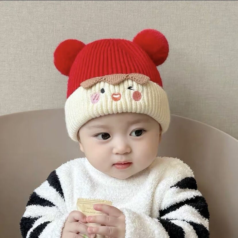 亩上阳光帽子秋冬可爱宝宝毛线帽冬季男女童针织帽婴幼儿保暖帽子儿童