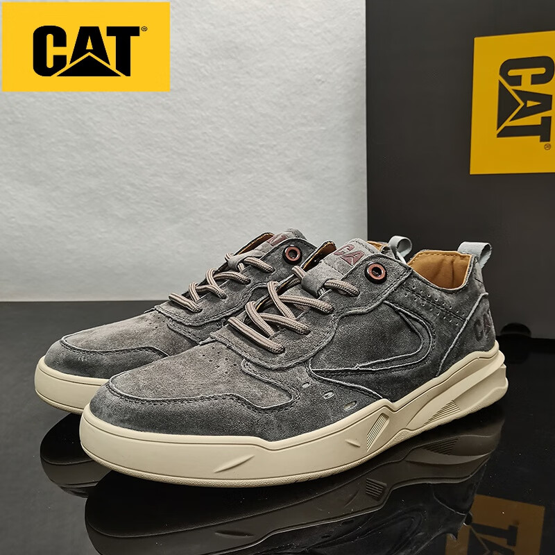 卡特彼勒(cat)男鞋低帮日常户外休闲鞋眞皮反绒牛皮男士复古耐磨板鞋