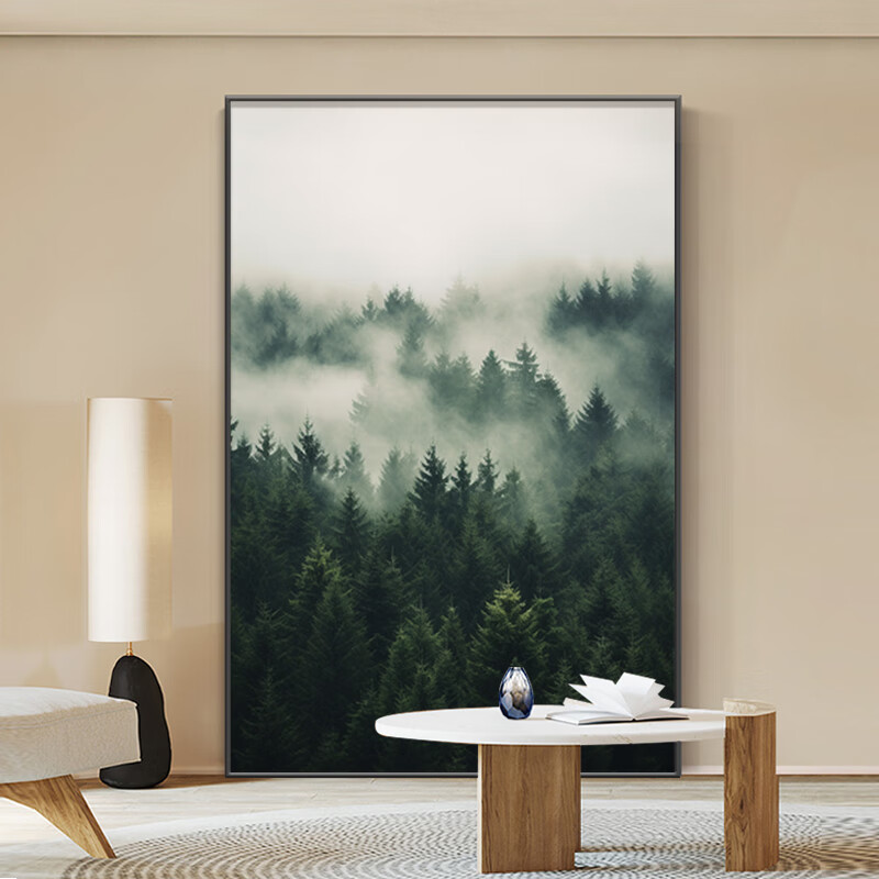 画玄关装饰画现代简约高级感酒店卧室床头挂画客厅落地画 迷雾森林-a