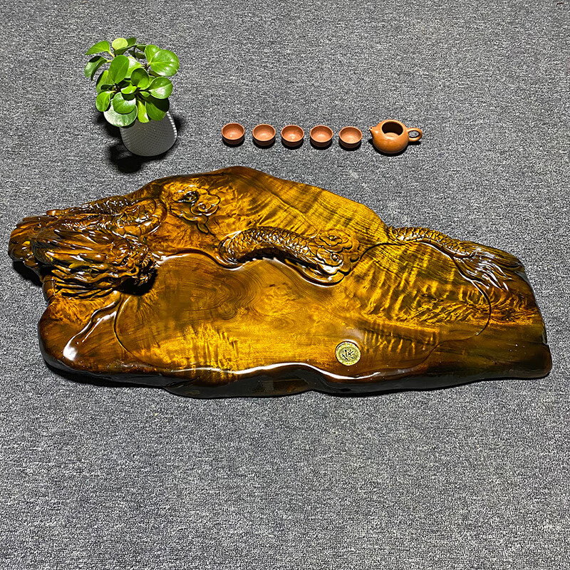 老蒋根雕四川小叶金丝楠木茶盘实木整块雕刻原木简约茶几茶台家用