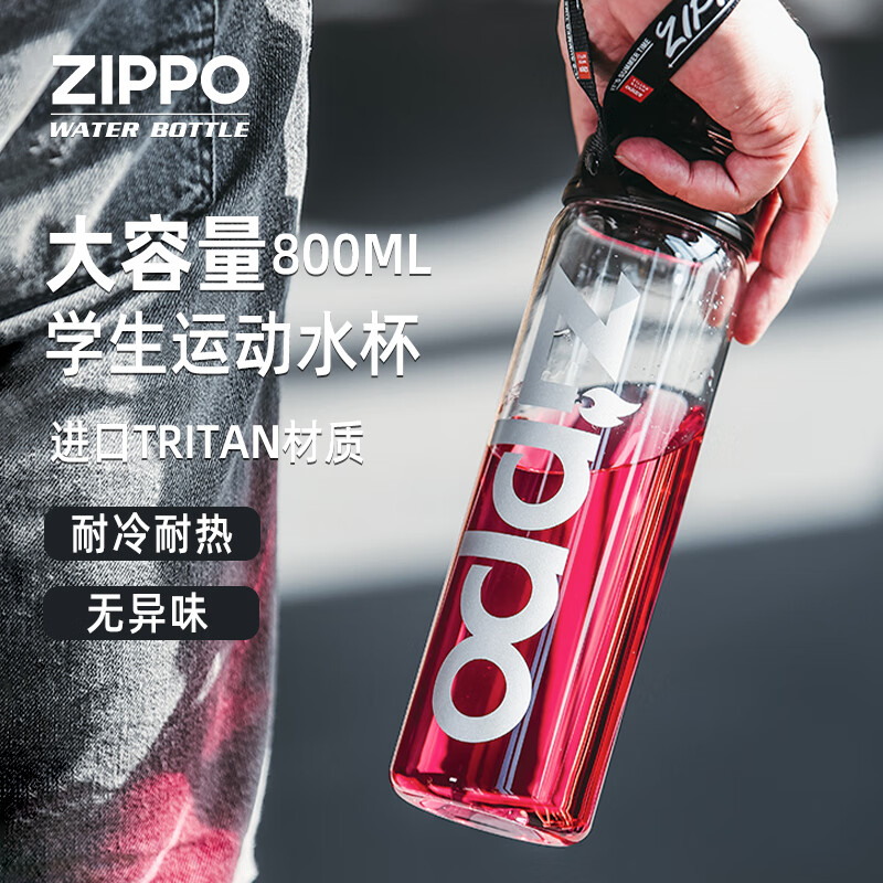 zippo 运动水杯男女学生儿童防摔塑料杯子大容量便携随行健身水壶水瓶