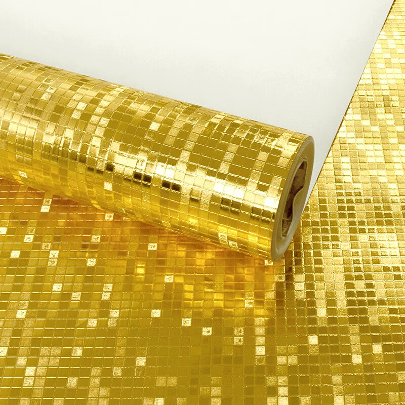 沪达墙纸金箔墙纸 金黄色金色银色ktv专用闪光反光马赛克天花板吊顶墙壁纸 纯金色无背胶/非自粘 8-173 仅墙纸