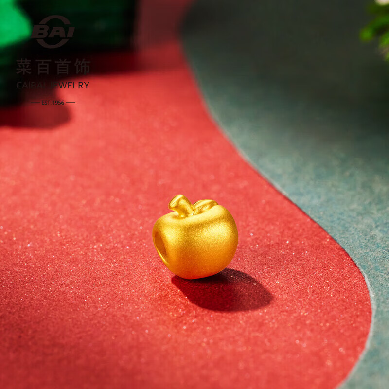 菜百首饰 黄金转运珠 足金5D硬金“平安果”转运珠 定价 约0.30克