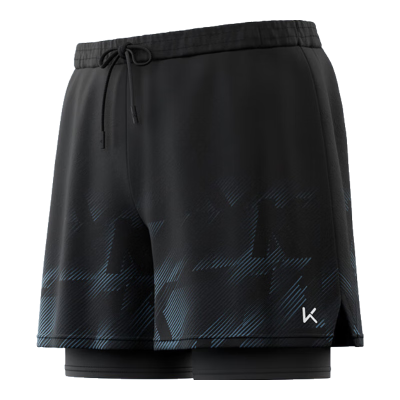 Keep泳褲男士防尷尬寬松雙層游泳褲沙灘褲 175 黑藍(lán) XL