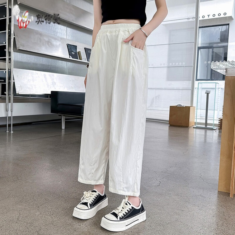 奥特曼女童休闲裤夏季薄款裤子洋气中大童冰丝山本裤儿童夏装直筒九分